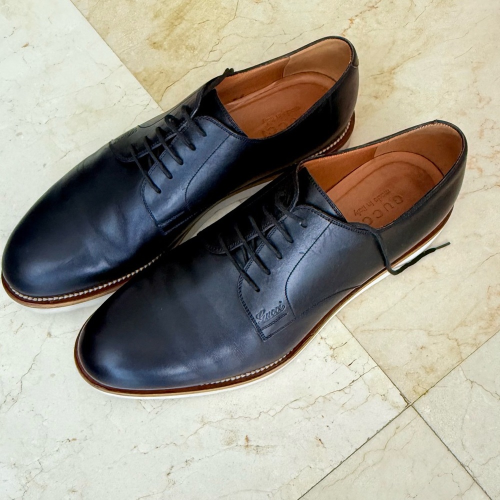 Gucci Men's Black Leather Oxfords 9,5 us